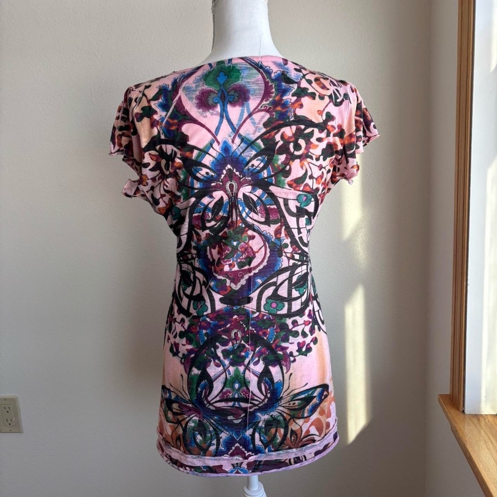 Vanity Multicolor Butterfly Pattern Top - Picture 4 of 7